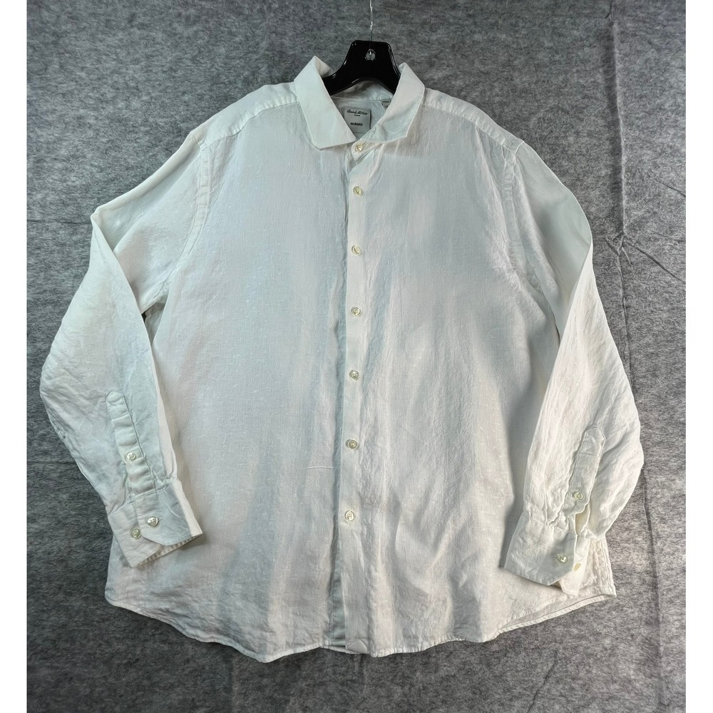 Baird McNutt Murano Mens XL Linen Shirt White Button Front